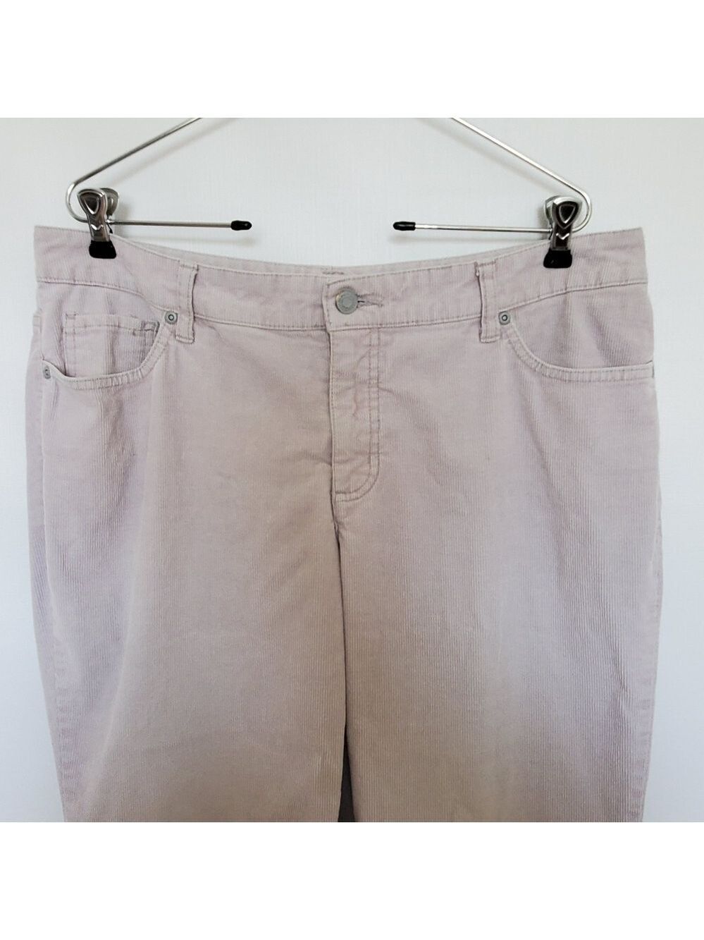 ST. JOHN'S BAY CORDUROY PANT WOMEN 12 STRAIGHT-FIT SLENDER BOOT CUT LIGHT GRAY - Picture 3 of 10